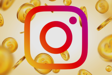 Imagem com dinheiro e logo do Instagram repsentando vender suplementos pelo Instagram.