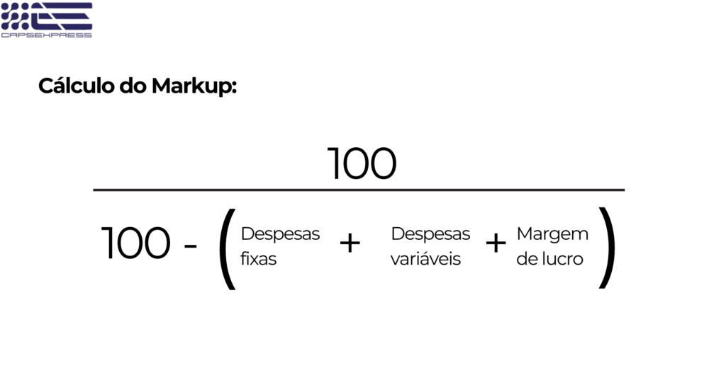 Imagem de cálculo do markup para precificar  um produto corretamente.