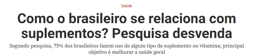 VEJA - Como o brasileiro se relaciona com suplementos