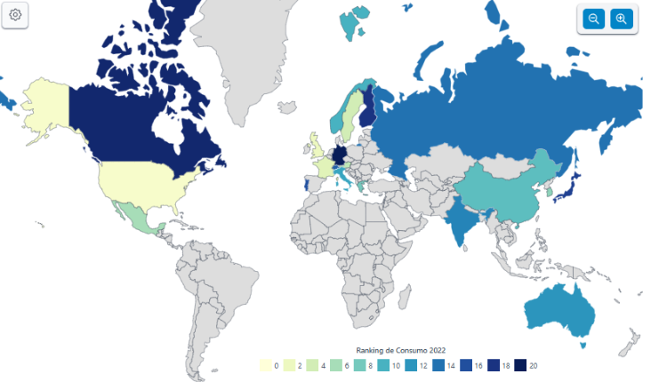 Ranking de países consumidores de fast-food no mundo.