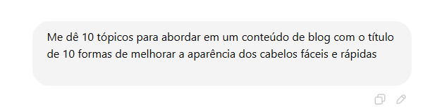 Prompt para a inteligência artifical criar parágrafos de conteúdos