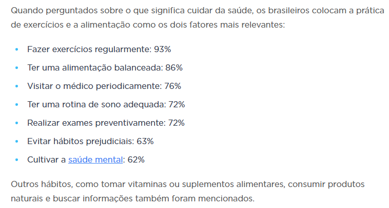 Dados mostram como os brasileiros procuram cuidar da saúde